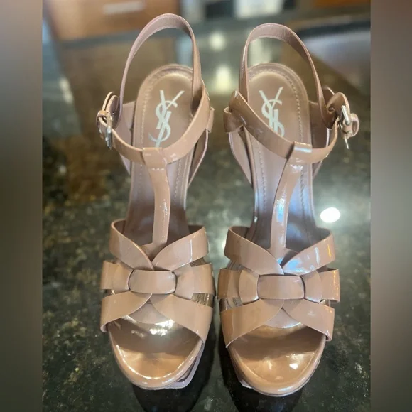 YSL patent leather tributes 105 platform sandals sz 39 - Picture 5 of 17